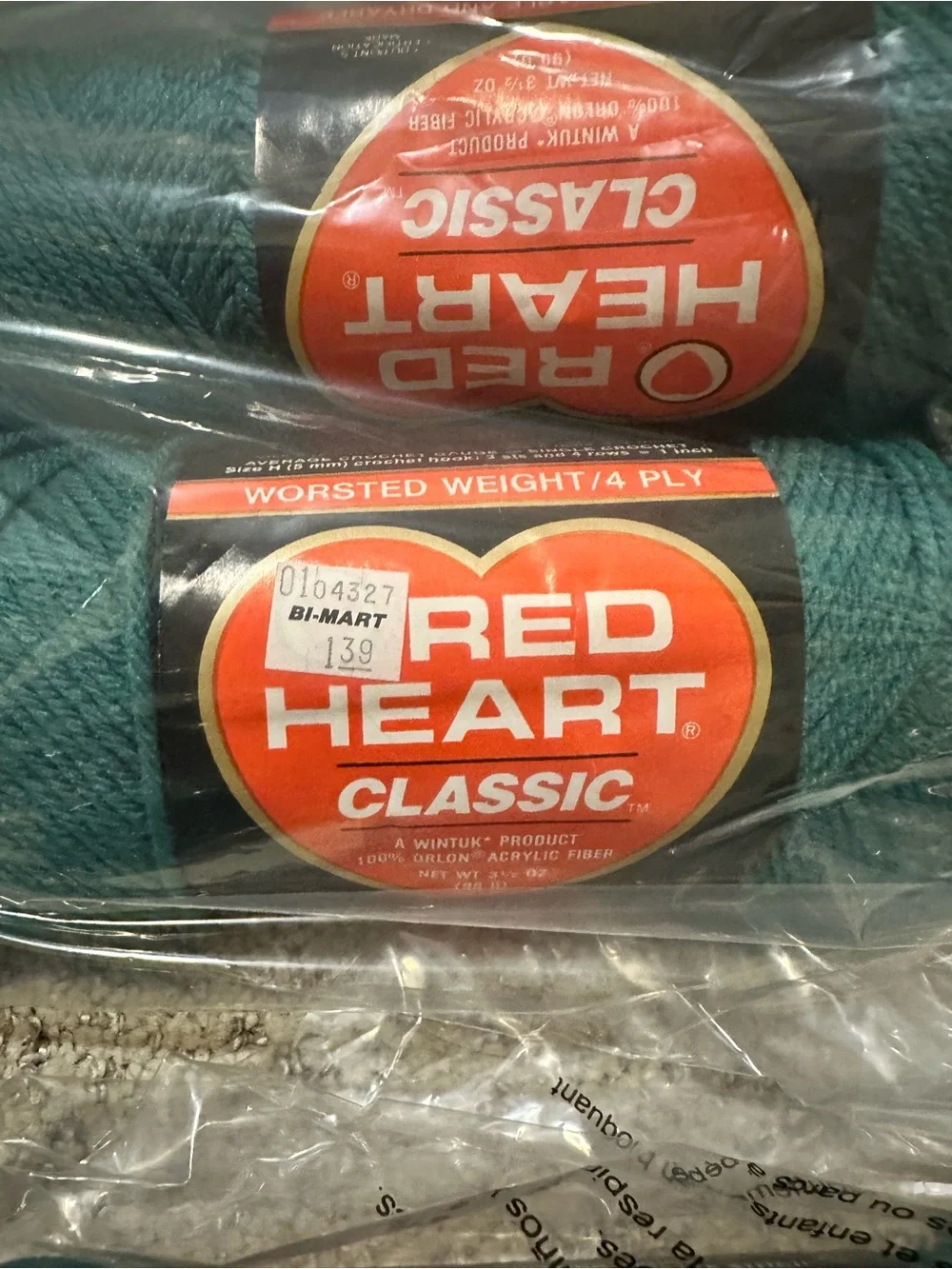 Red Heart Classic Wintuk Yarn - Seafoam Green (684) - 3 Skeins, Two Dye Lots